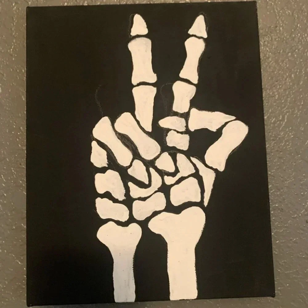 Skeleton Peace Sign Painting